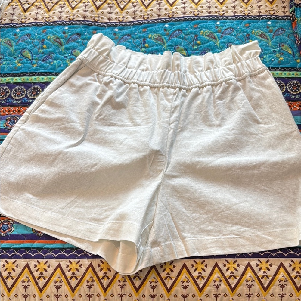 Express High Waist White Shorts